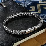 Silver 5mm Hand-woven Bolt Keel Bracelet Men's Personality Student Jewelry