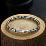 Silver 5mm Hand-woven Bolt Keel Bracelet Men's Personality Student Jewelry