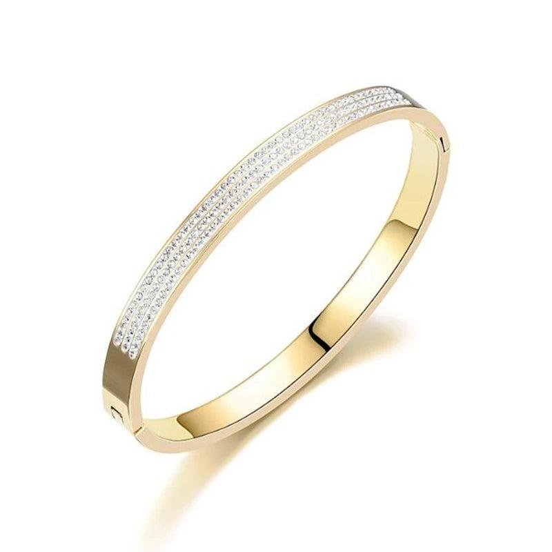 Titanium Steel Zirconia Bangle for Women Cuff Bracelet