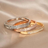 Titanium Steel Zirconia Bangle for Women Cuff Bracelet