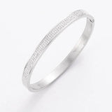 Titanium Steel Zirconia Bangle for Women Cuff Bracelet