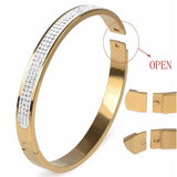 Titanium Steel Zirconia Bangle for Women Cuff Bracelet