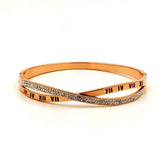Cross Crystal Steel Bangles Bracelet for Women Roman Numerals Jewelry