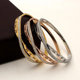 Cross Crystal Steel Bangles Bracelet for Women Roman Numerals Jewelry