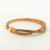 Cross Crystal Steel Bangles Bracelet for Women Roman Numerals Jewelry