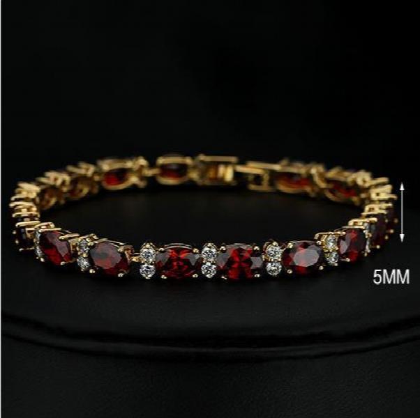 Rhinestone Women's Bracelet Green Red Zircon Chain Jewelry