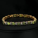 Rhinestone Women's Bracelet Green Red Zircon Chain Jewelry