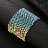 Multicolor Rhinestone Wide Bracelet European and American Style
