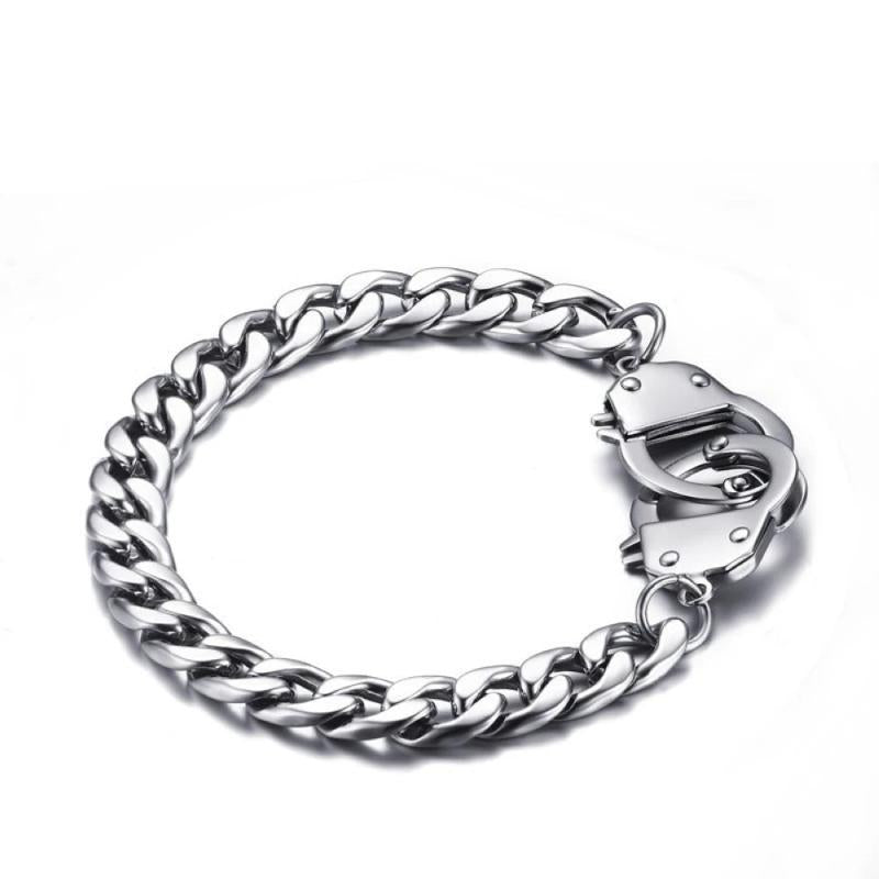 Silver Plated Handcuff Bracelet Chain Link Bangle