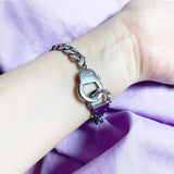 Silver Plated Handcuff Bracelet Chain Link Bangle