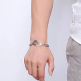 Silver Plated Handcuff Bracelet Chain Link Bangle