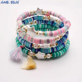 Bohemia Tassel Charm Bracelets Multilayer Bangles For Ladies Party Jewelry