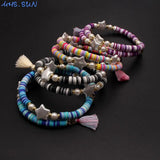 Bohemia Tassel Charm Bracelets Multilayer Bangles For Ladies Party Jewelry