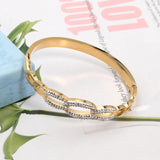 Zircon Chain Shape Bracelet Stainless Steel Bangle Plated Jewelry