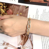 Zircon Chain Shape Bracelet Stainless Steel Bangle Plated Jewelry