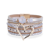 Ethnic Wide Cuff Bohemian Heart Bracelet Punk Rhinestone Bracelets
