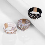 Ethnic Wide Cuff Bohemian Heart Bracelet Punk Rhinestone Bracelets