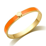 Enamel Roman Numerals Stainless Steel Cuff Bangle for Women