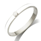 Enamel Roman Numerals Stainless Steel Cuff Bangle for Women