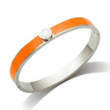 Enamel Roman Numerals Stainless Steel Cuff Bangle for Women
