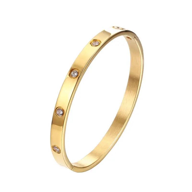 Crystal Love Bangles Cubic Zirconia Stainless Steel Jewelry