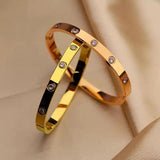 Crystal Love Bangles Cubic Zirconia Stainless Steel Jewelry