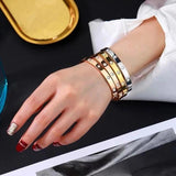 Crystal Love Bangles Cubic Zirconia Stainless Steel Jewelry