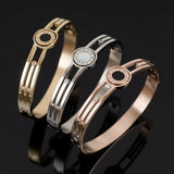 Hollow Stainless Steel Punk Bangles Roman Numerals Shell Bracelets