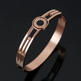Hollow Stainless Steel Punk Bangles Roman Numerals Shell Bracelets
