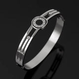 Hollow Stainless Steel Punk Bangles Roman Numerals Shell Bracelets