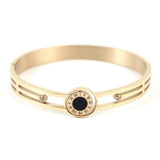 Hollow Stainless Steel Punk Bangles Roman Numerals Shell Bracelets