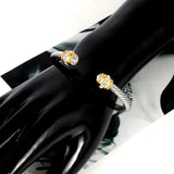 Titanium Steel Cable Cuff Bracelet Zircon Bangle