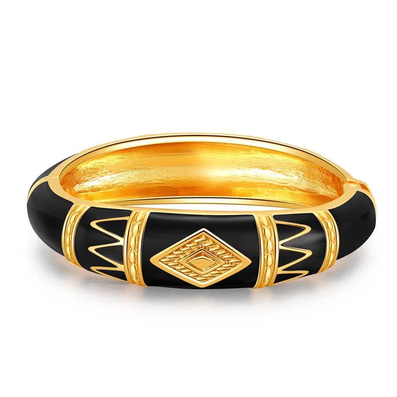 Geometric Enamel Cuff Bracelet for Women - Statement Bangle