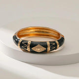 Geometric Enamel Cuff Bracelet for Women - Statement Bangle