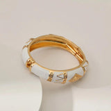 Geometric Enamel Cuff Bracelet for Women - Statement Bangle