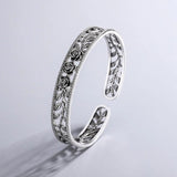 FOXANRY 925 Stamp Hollow Rose Flower Bangles Thai Silver Jewelry