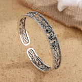 FOXANRY 925 Stamp Hollow Rose Flower Bangles Thai Silver Jewelry