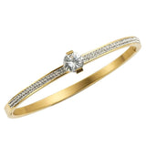 Stainless Steel Open Cuff Bangle Crystal CZ Bracelet