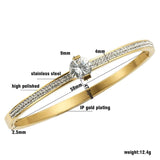 Stainless Steel Open Cuff Bangle Crystal CZ Bracelet