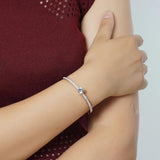 Stainless Steel Open Cuff Bangle Crystal CZ Bracelet