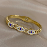 Zircon Evil Eye Bangles Bracelets Charm Waterproof Jewelry