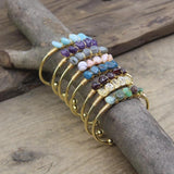 Labradorite Chip Beads Open Cuff Bangle Bracelet