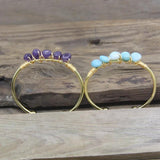 Labradorite Chip Beads Open Cuff Bangle Bracelet