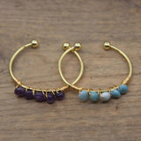 Labradorite Chip Beads Open Cuff Bangle Bracelet