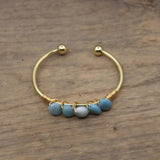 Labradorite Chip Beads Open Cuff Bangle Bracelet