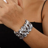 Stonefans Big Crystal Bridal Bracelet Bangle Statement Wedding Bracelet