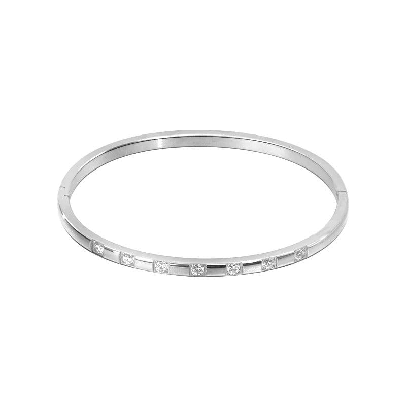 Crystal Stainless Steel Lover Bangles Cuff Charm Jewelry Gift