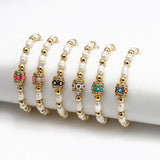 Freshwater Pearl Evil Eye Charm Bracelet for Women Girls Men
