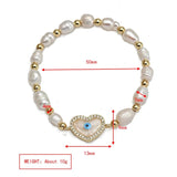 Freshwater Pearl Evil Eye Charm Bracelet for Women Girls Men
