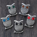 6pcs Owl Crystal Rhinestone Snap Buttons for Bracelet